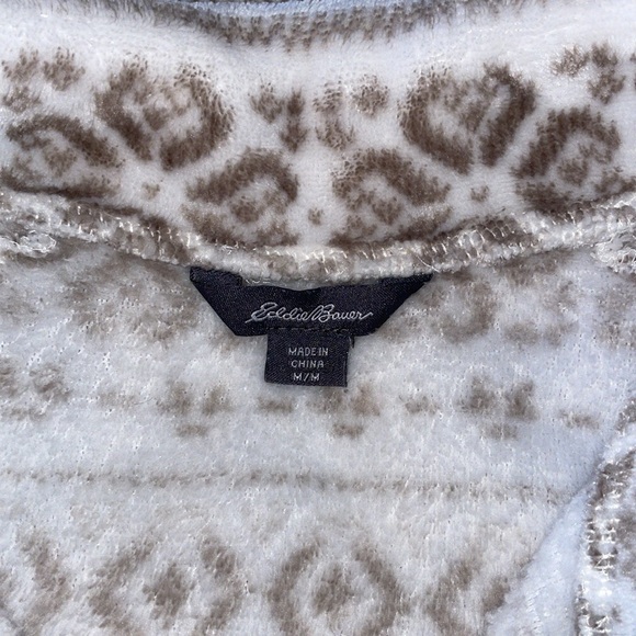 Eddie Bauer Brown & Cream Fleece Pullover.  Size Medium. - Picture 3 of 7